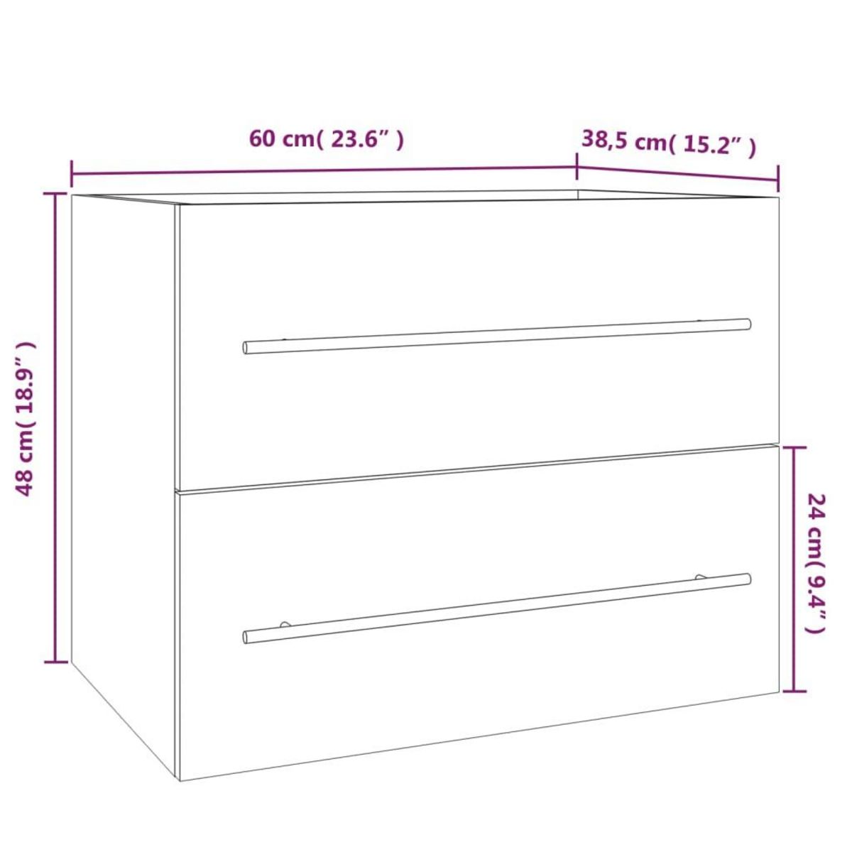 VIDAXL Armoire de lavabo Sonoma gris 60x38,5x48 cm Bois d'ingenierie