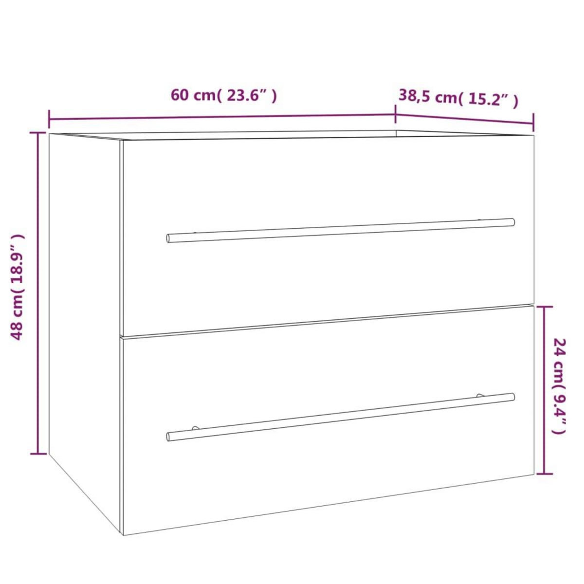 VIDAXL Armoire de lavabo Sonoma gris 60x38,5x48 cm Bois d'ingenierie