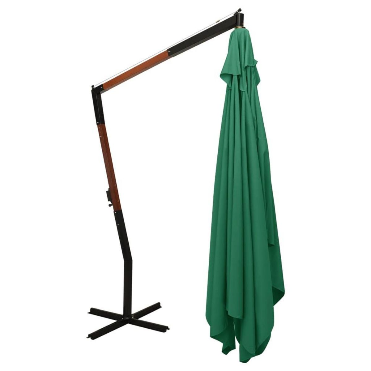 VIDAXL Parasol de jardin en porte-a-faux avec mat en bois vert