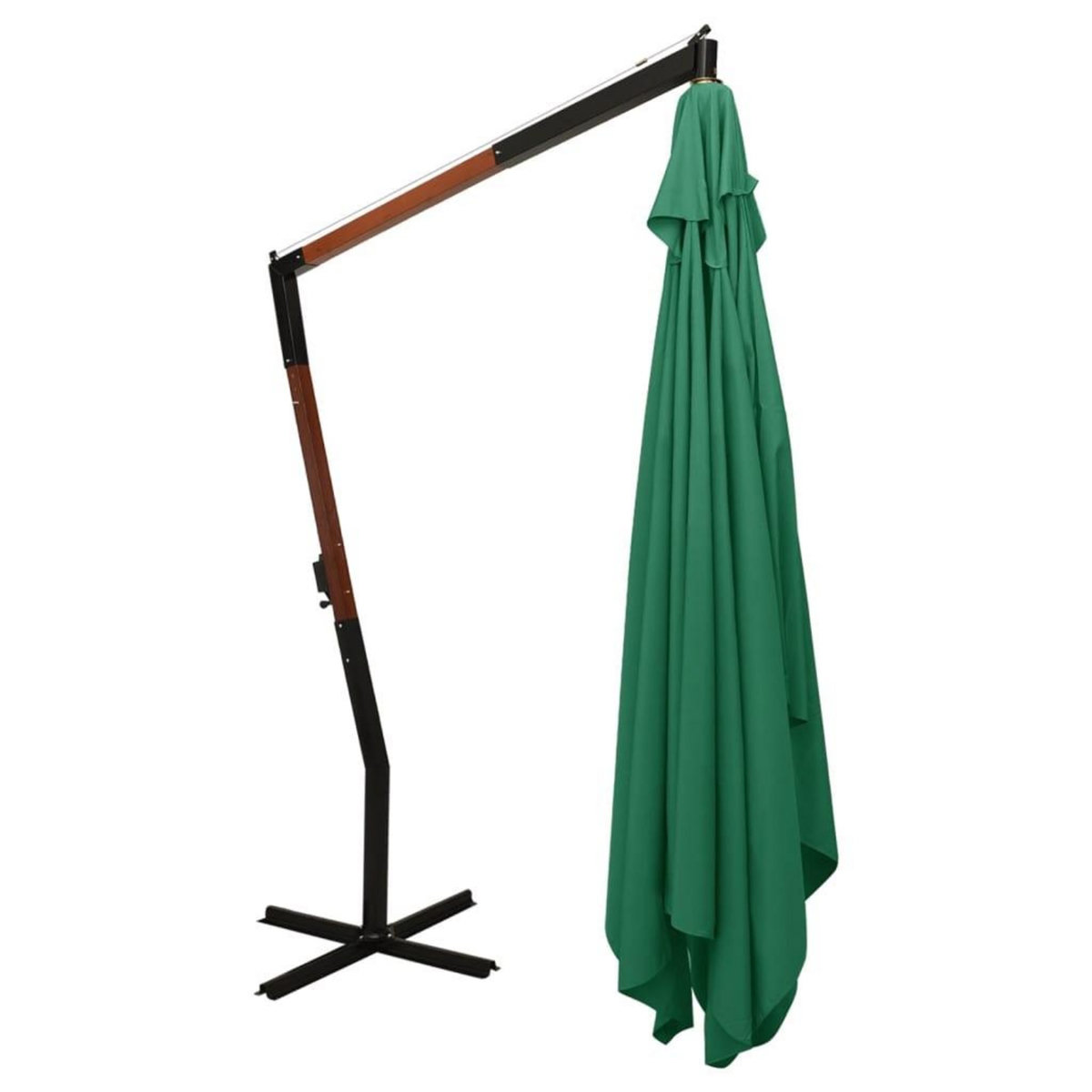 VIDAXL Parasol de jardin en porte-a-faux avec mat en bois vert