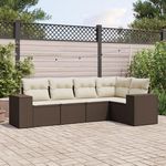 VIDAXL Salon de jardin avec coussins 5 pcs marron resine tressee