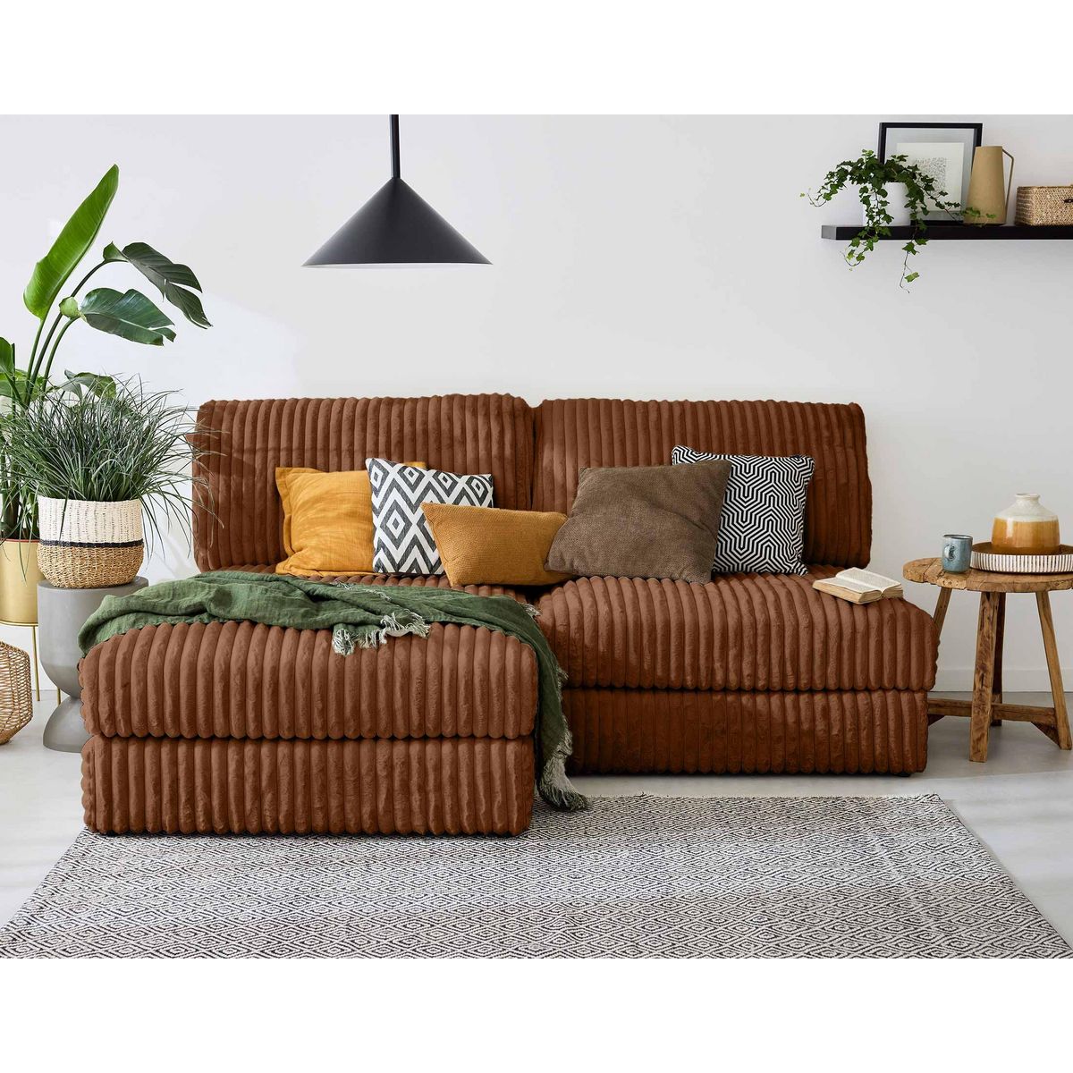 LISA DESIGN Jasper - module d'assise - en fausse fourrure côtelée