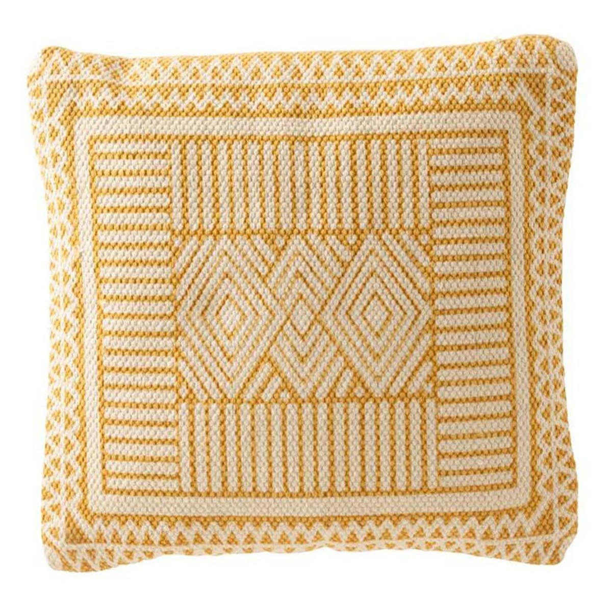 Paris Prix Coussin Déco  Bali  42x42cm Blanc & Ocre