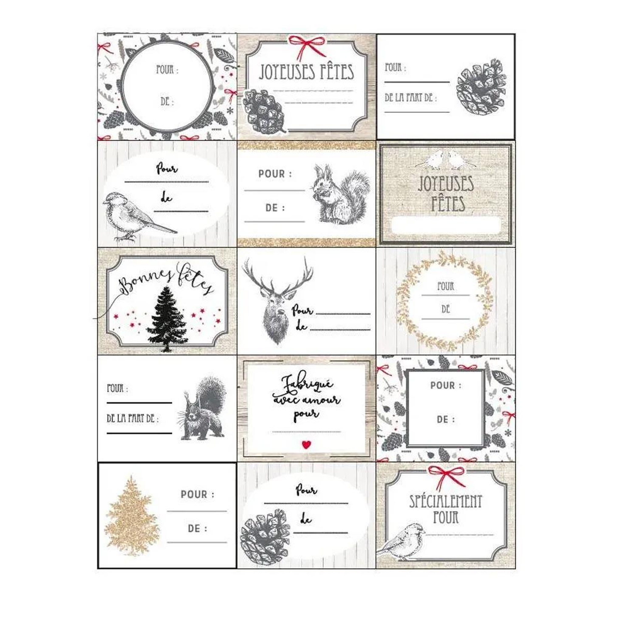 FEERIC LIGHT & CHRISTMAS Lot de 15 étiquettes cadeaux  pop  25cm blanc