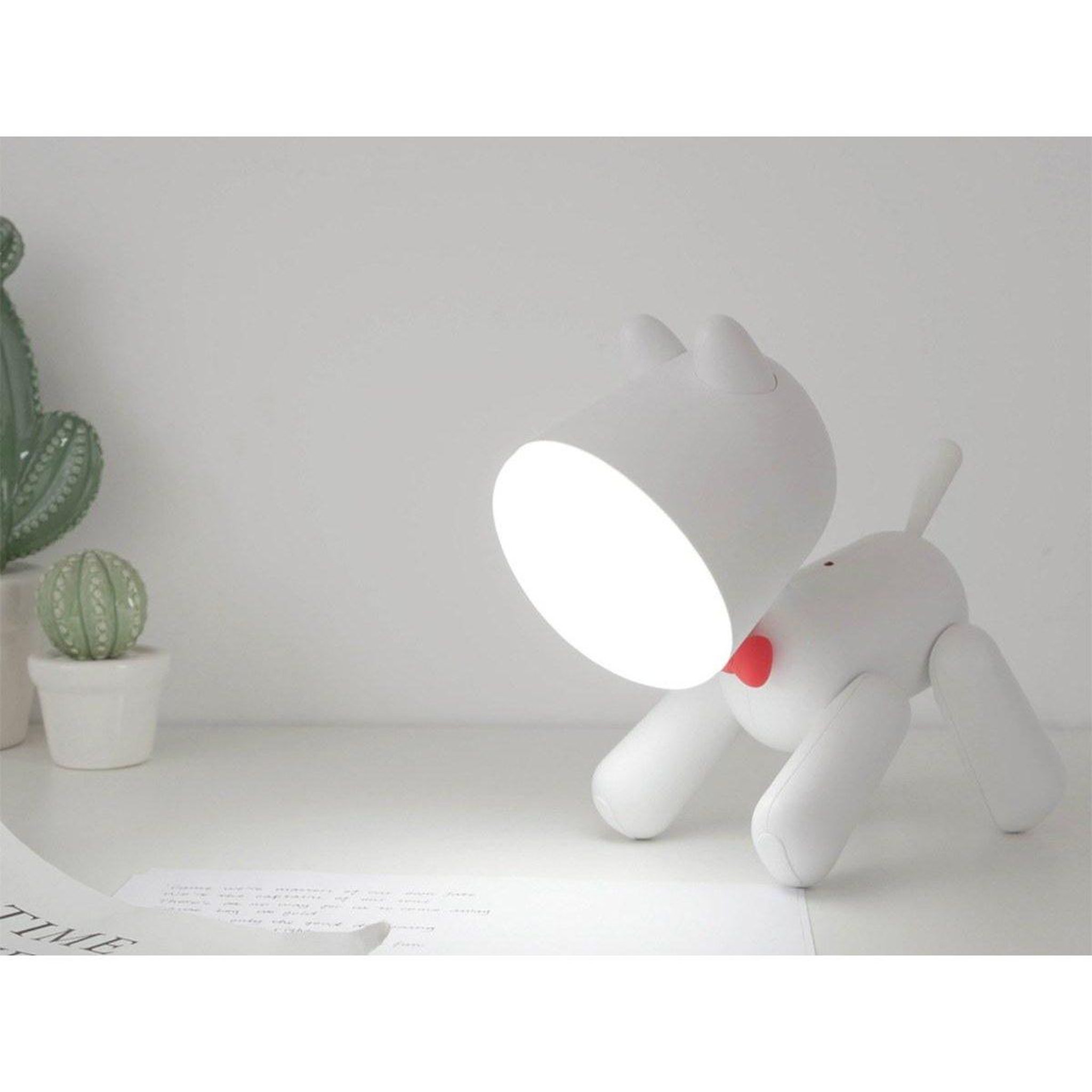 Voir la diapositive 2 : 1001JOUETS Lampe de chevet enfant - Veilleuse en Forme chien - Batterie rechargeable - Blanche
