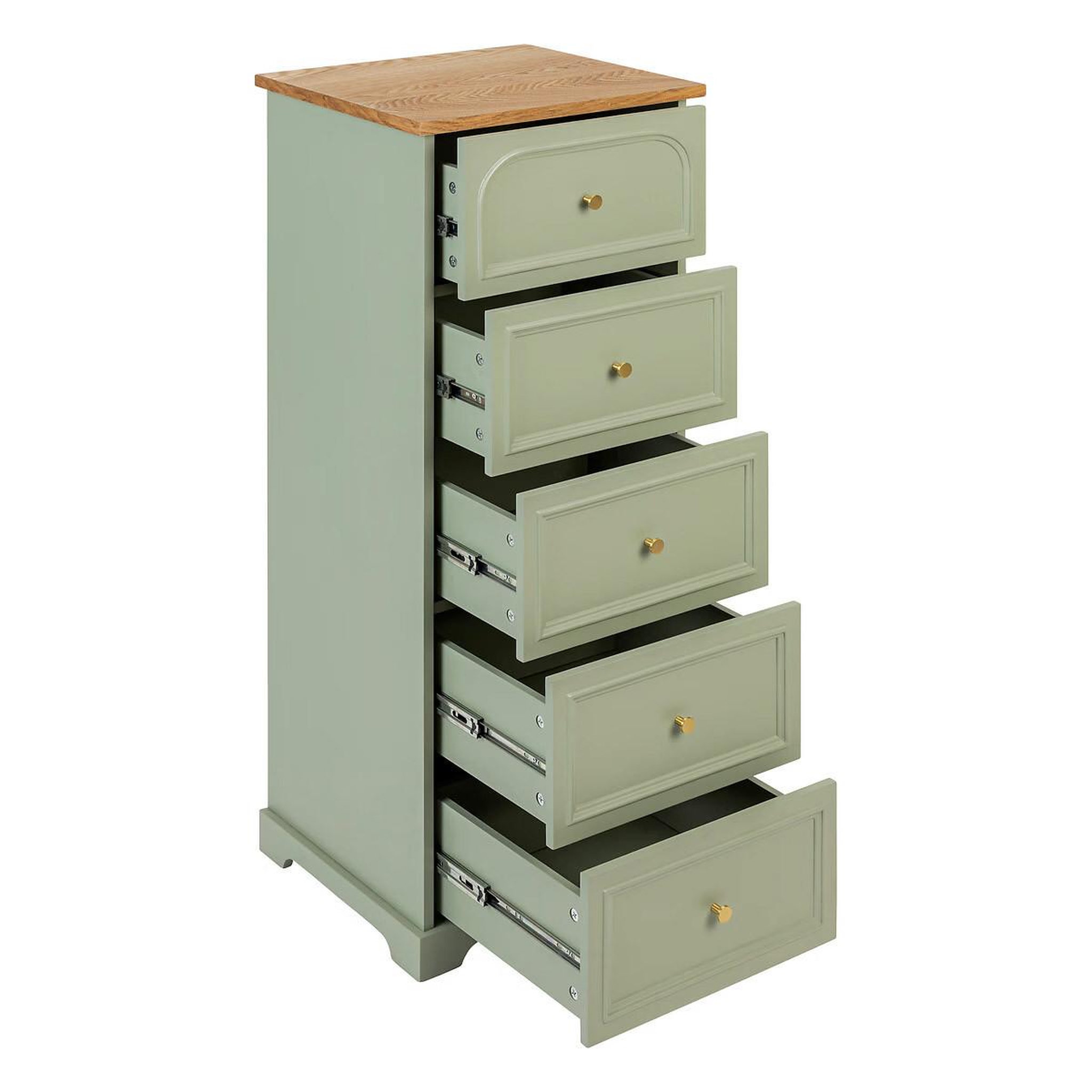 Voir la diapositive 2 : ATMOSPHERA Chiffonnier 5 tiroirs  mohéa  113cm vert céladon