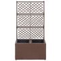 Voir la diapositive 2 : VIDAXL Lit sureleve treillis 2 pots 58x30x107cm Resine tressee Marron