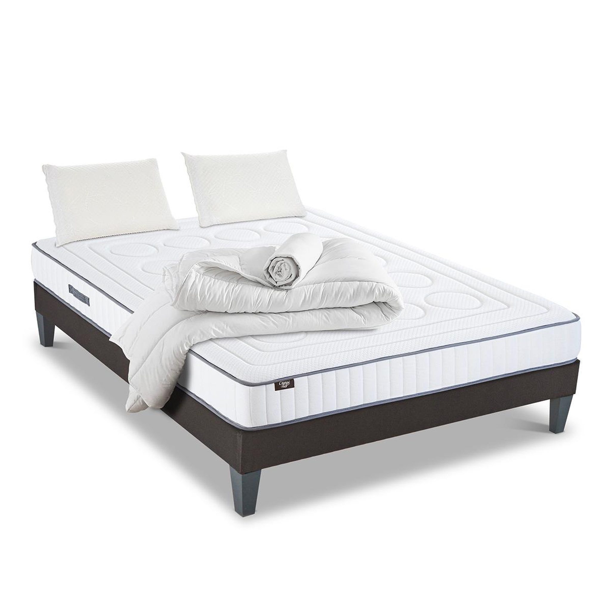 Voir la diapositive 3 : OLYMPE LITERIE Olympe literie | pack prêt à dormir cristal | matelas mémoire de forme + sommier bois + accessoires