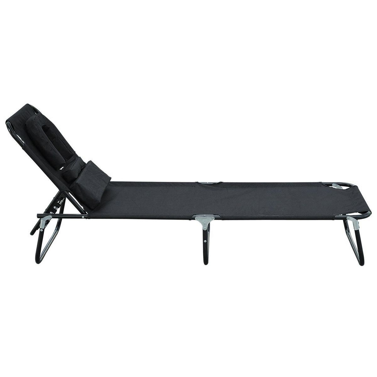 HOMCOM Transat de jardin chaise longue pliante bain de soleil pour lecture noir