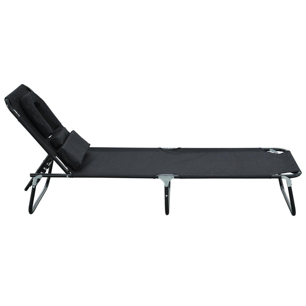 HOMCOM Transat de jardin chaise longue pliante bain de soleil pour lecture noir
