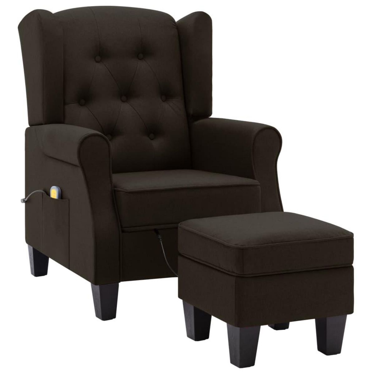 VIDAXL Fauteuil de massage avec repose-pied Marron fonce Tissu