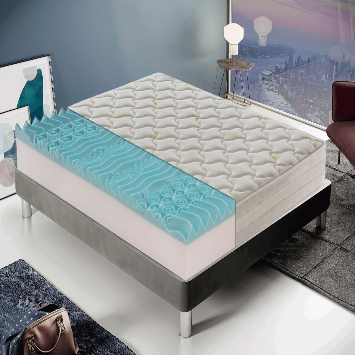 ILOVESLEEP Matelas Mousse IBIZA - Accueil Mémoire De Forme - Epaisseur 25 Cm
