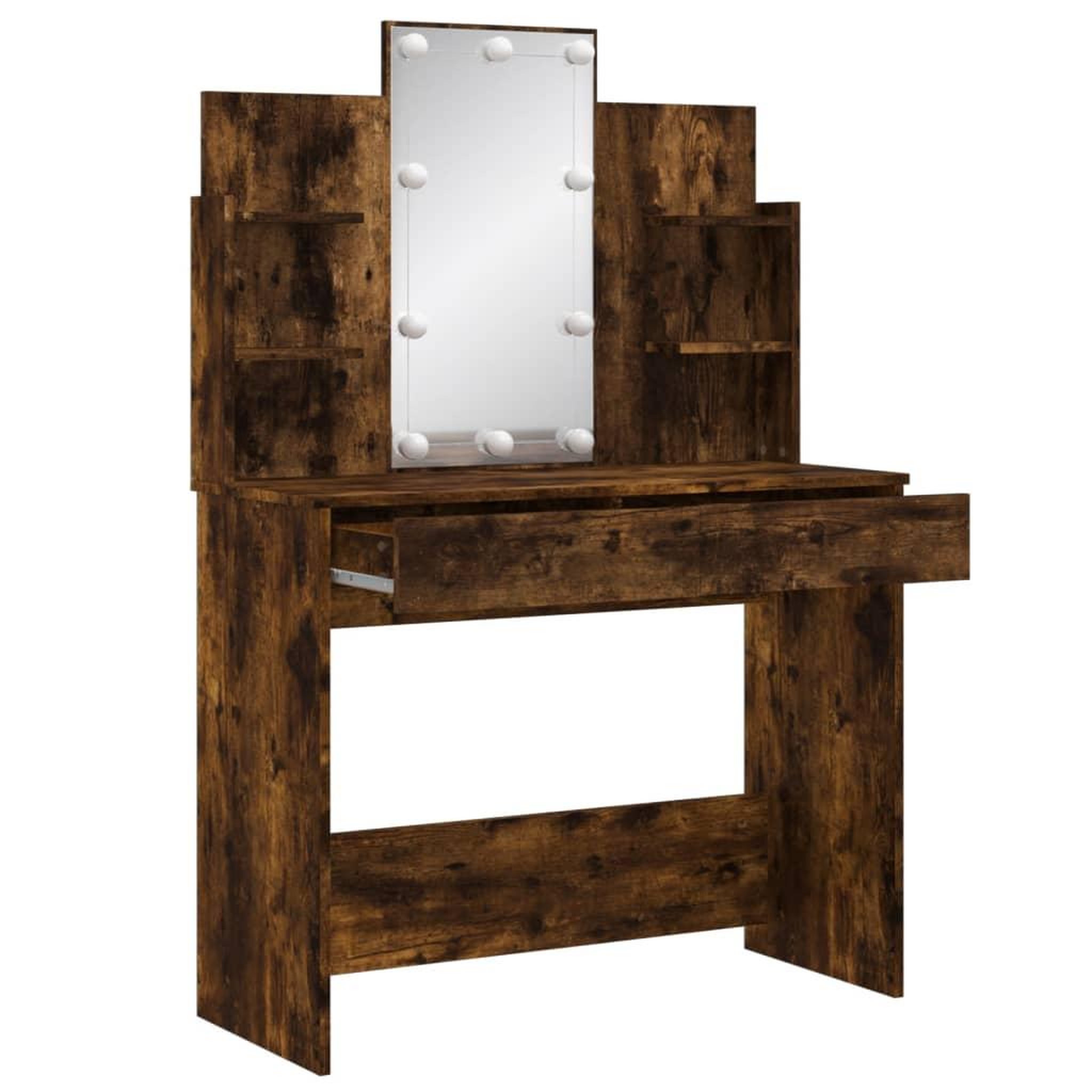 Voir la diapositive 4 : VIDAXL Coiffeuse avec lumieres LED chene fume 96x40x142 cm