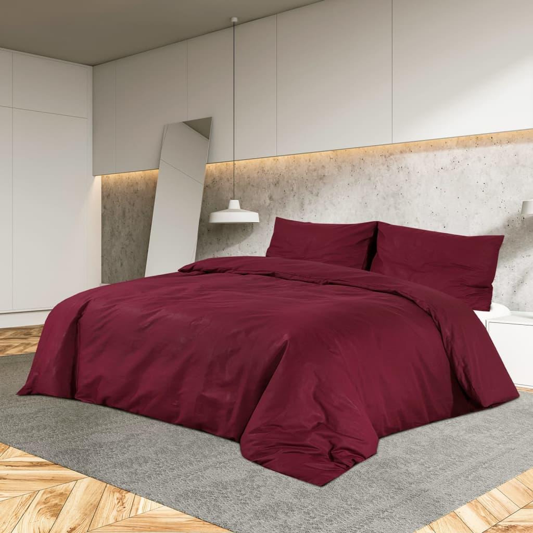 VIDAXL Ensemble de housse de couette Bordeaux 200x220 cm Microfibre