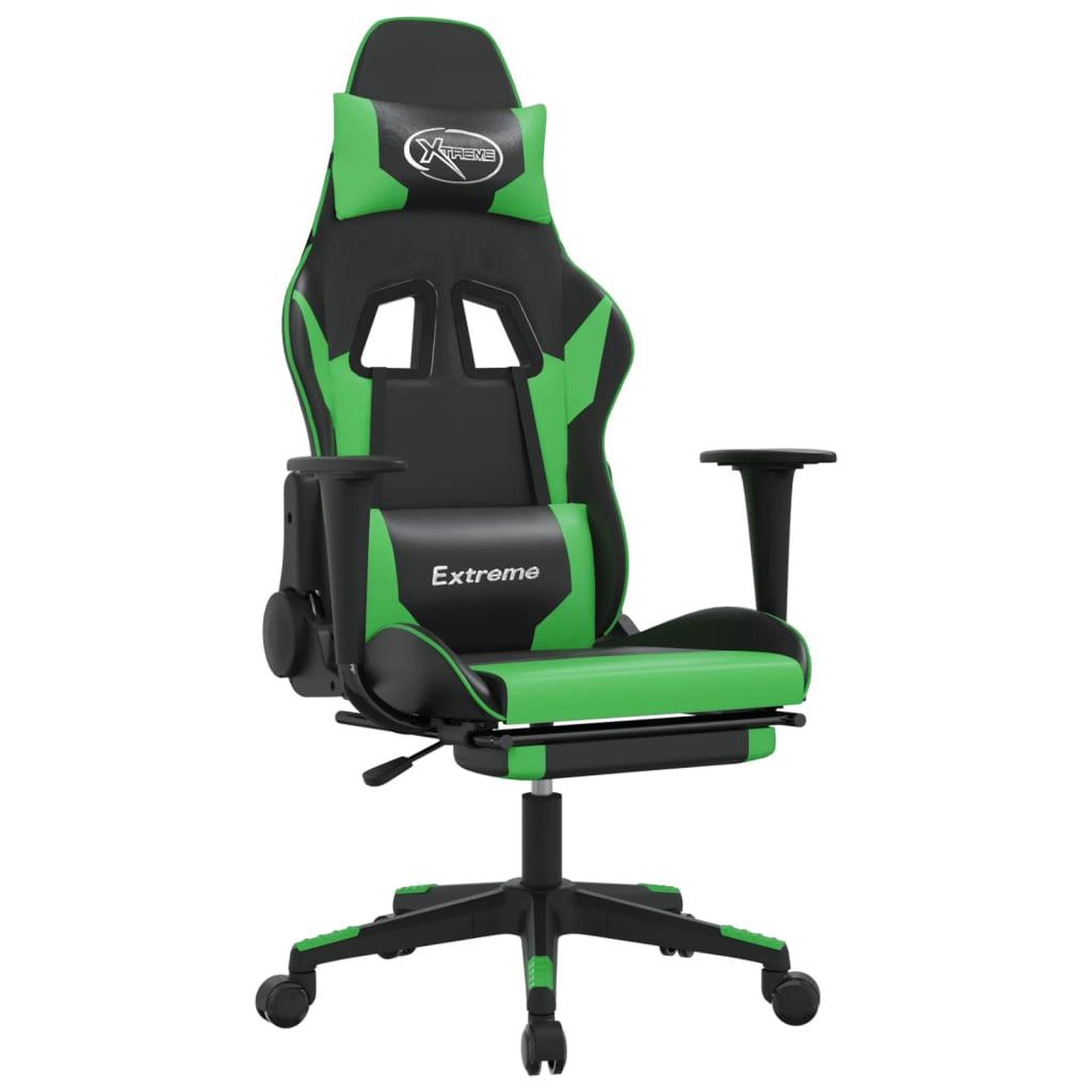 Voir la diapositive 2 : VIDAXL Chaise de jeu avec repose-pied Noir et vert Similicuir