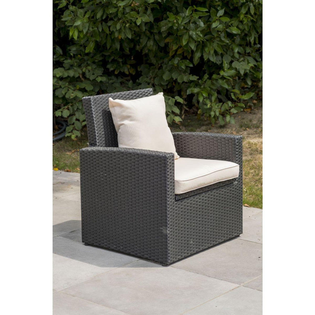 DCB GARDEN Salon bas de jardin - 5 places - Résine tressée - Noir - CONFORT FIDJI