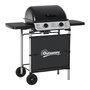 Voir la diapositive 1 : OUTSUNNY Barbecue gaz 2 brûleurs 2,8kW avec couvercle - grille, récupérateur graisse, 2 tablettes latérales, 2 roues - gris noir