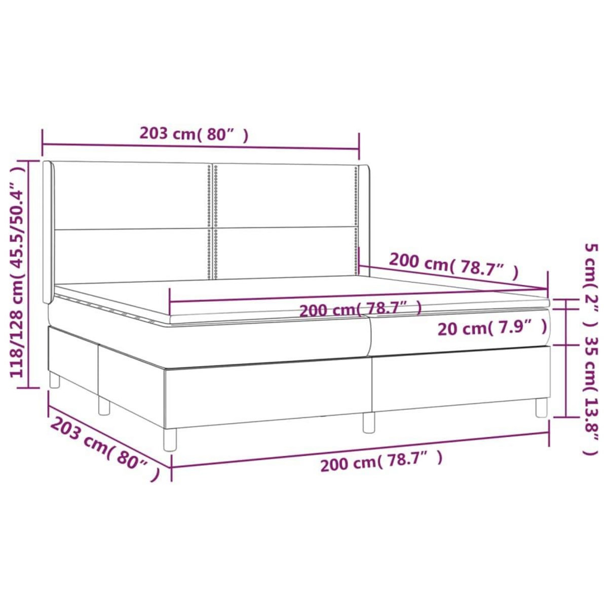 VIDAXL Sommier a lattes de lit avec matelas Gris 200x200 cm Similicuir