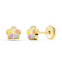 Voir la diapositive 1 : L'ATELIER D'AZUR Boucles d'Oreilles Or 18 Carats 750/000 Jaune Motif Fleur - Fille