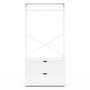 Voir la diapositive 3 : ID MARKET Dressing penderie 2 tiroirs L. 80 cm BROOKLYN bois blanc et métal blanc