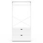 Voir la diapositive 3 : ID MARKET Dressing penderie 2 tiroirs L. 80 cm BROOKLYN bois blanc et métal blanc
