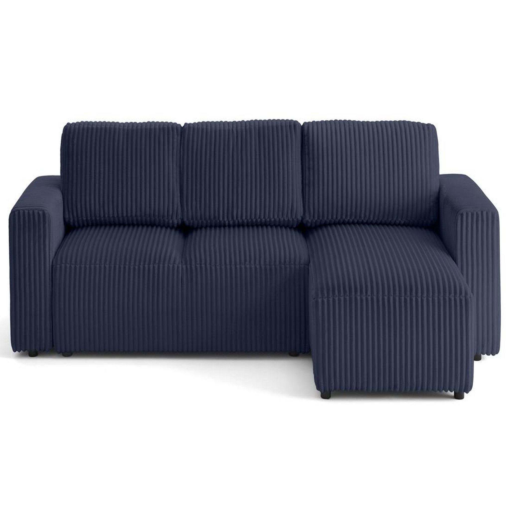 Voir la diapositive 1 : LISA DESIGN Livy - canapé d'angle réversible 4 places convertible avec coffre en velours côtelé grosses côtes