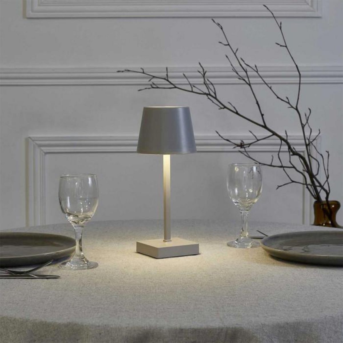 Paris Prix Lampe à Poser Tactile  LED  26cm Taupe