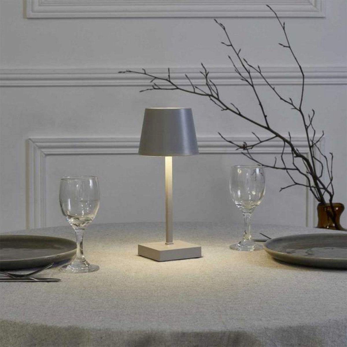 Paris Prix Lampe à Poser Tactile  LED  26cm Taupe