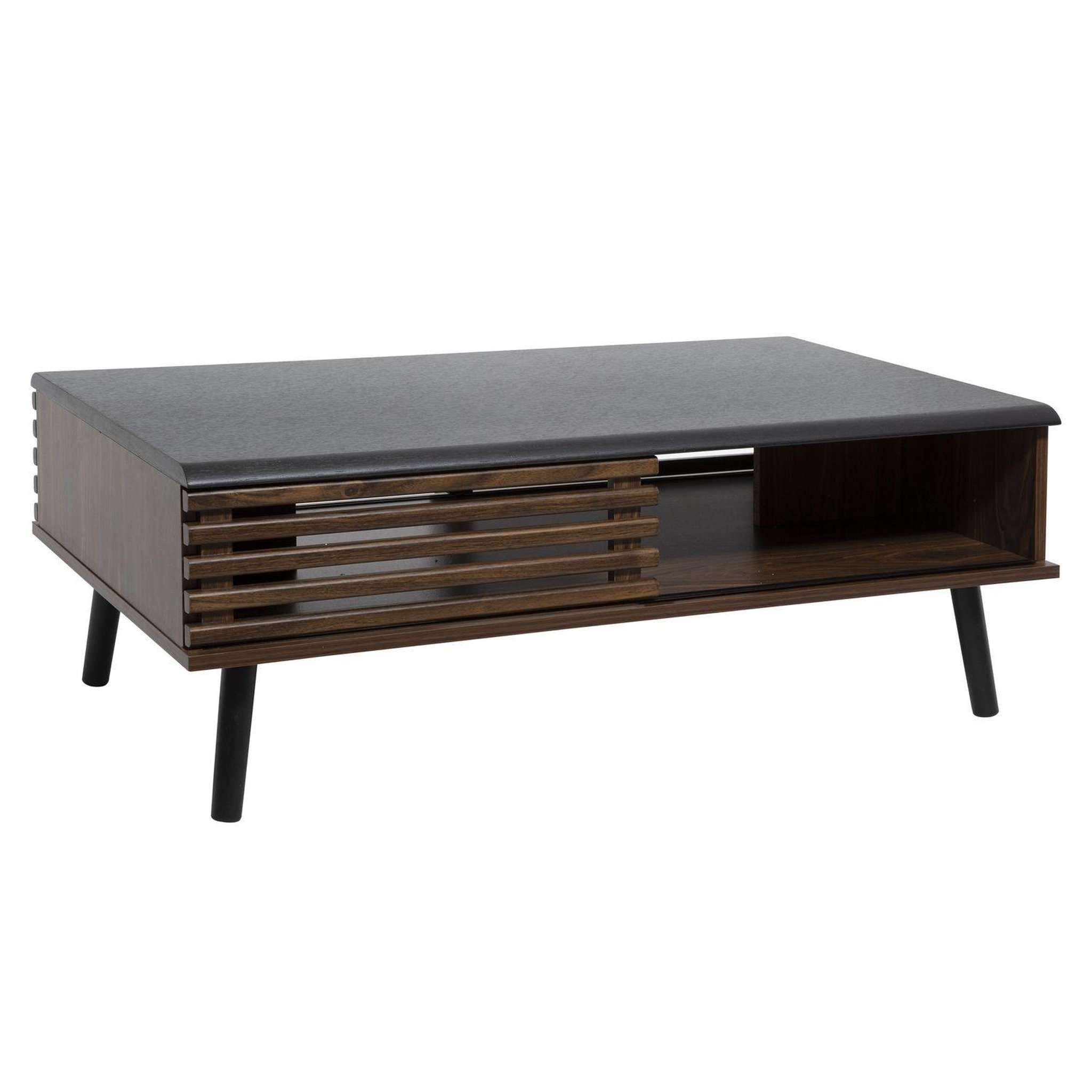 Voir la diapositive 1 : ATMOSPHERA Table basse design bois Asmar - L. 100 x H. 37 cm - Marron et noir