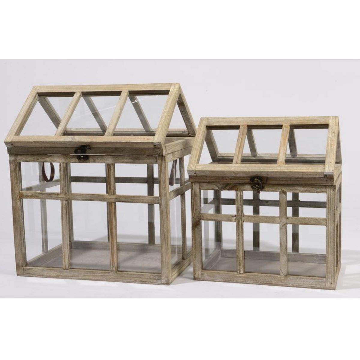 Set de 2 mini serre décorative en bois et verre