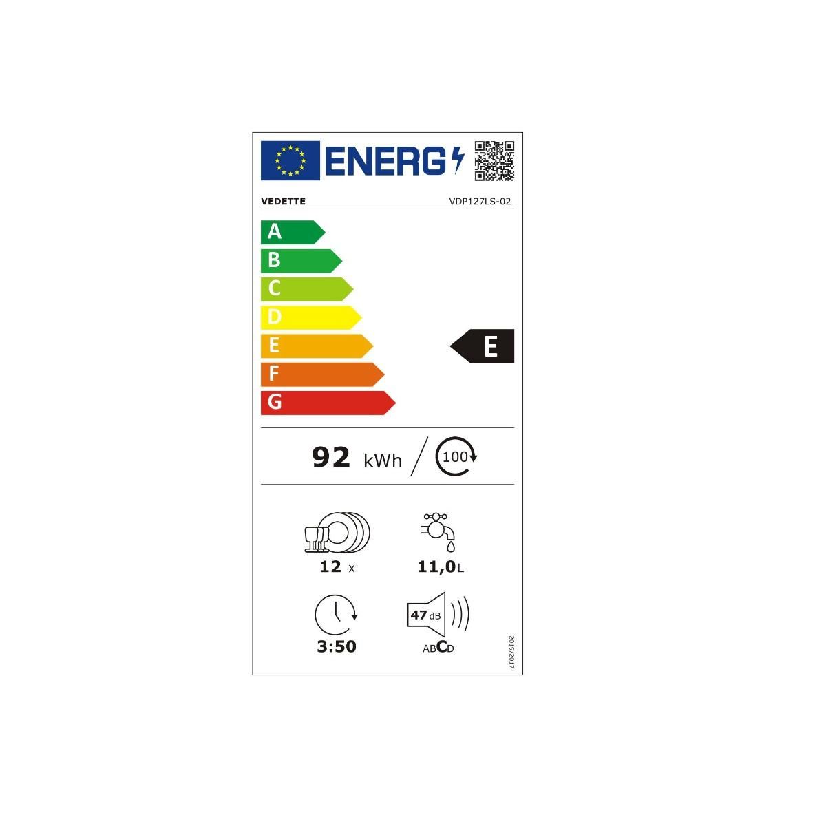 Vedette Lave-vaisselle 60cm 12 couverts 47db - VDP127LS