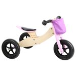small foot small foot - wooden tricycle and balance bike 2in1 pink 11611