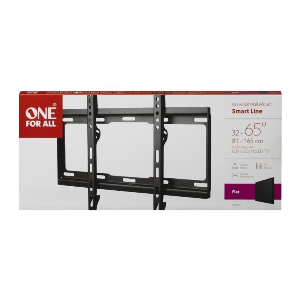 One For All ONE FOR ALL WM2411 - Support mural TV Support plat pour écran 32-65''/81-165cm - Pour TV max 100kgs - 25mm du mur