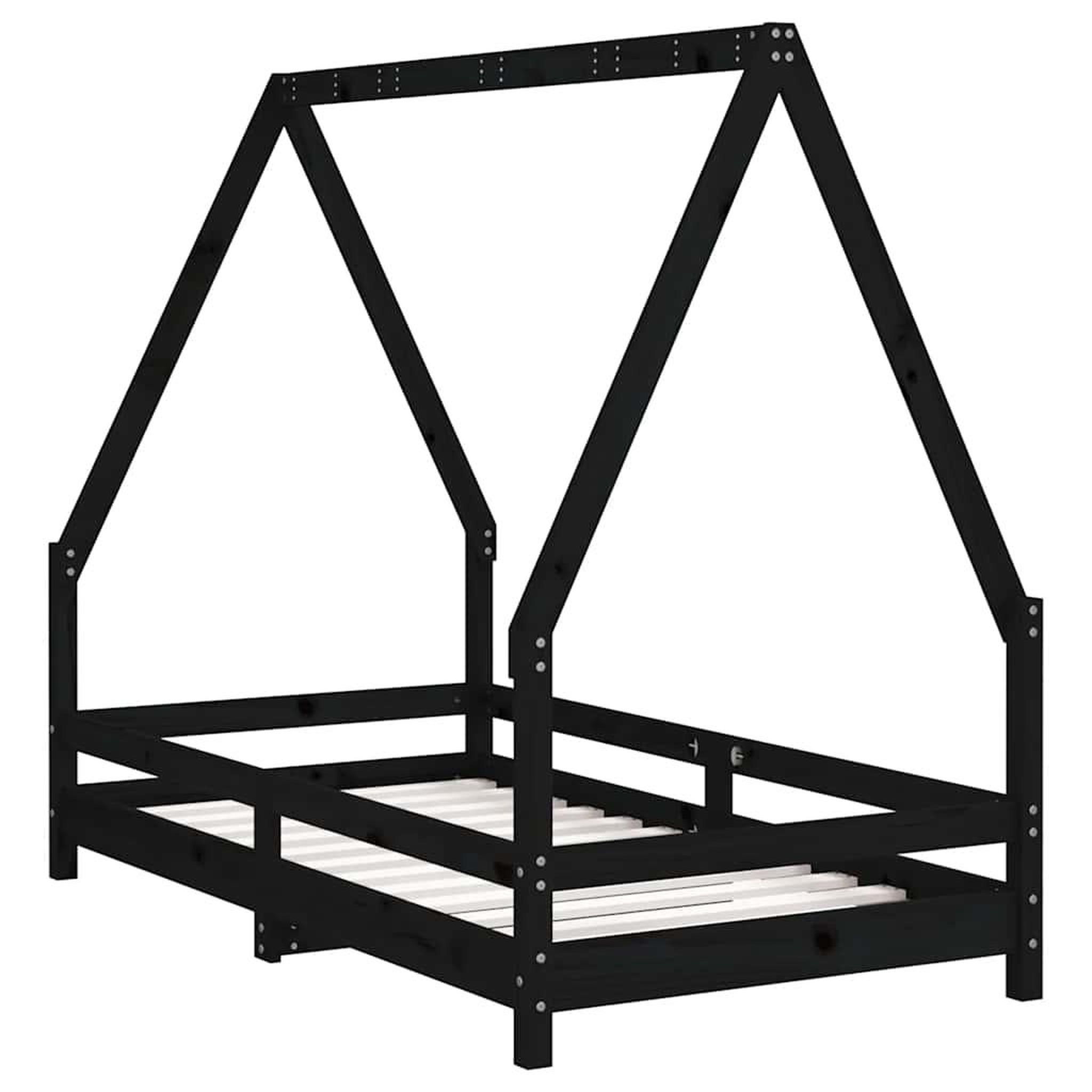 Voir la diapositive 5 : VIDAXL Cadre de lit pour enfant noir 80x160 cm bois de pin massif
