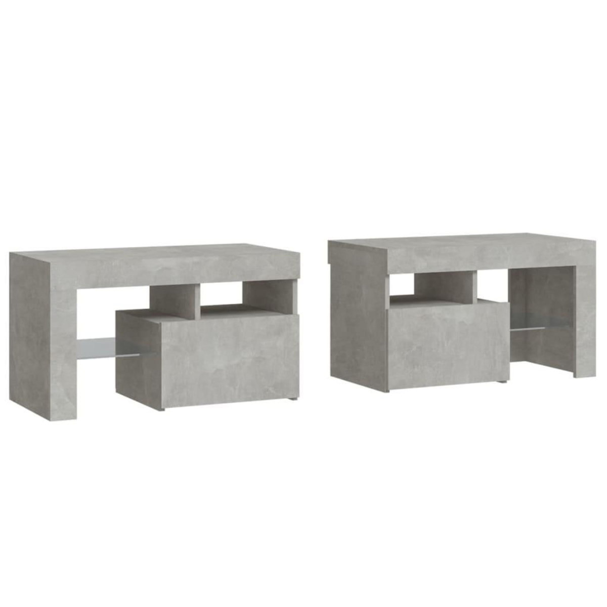 VIDAXL Tables de chevet 2 pcs et lumieres LED Gris beton 70x36,5x40 cm