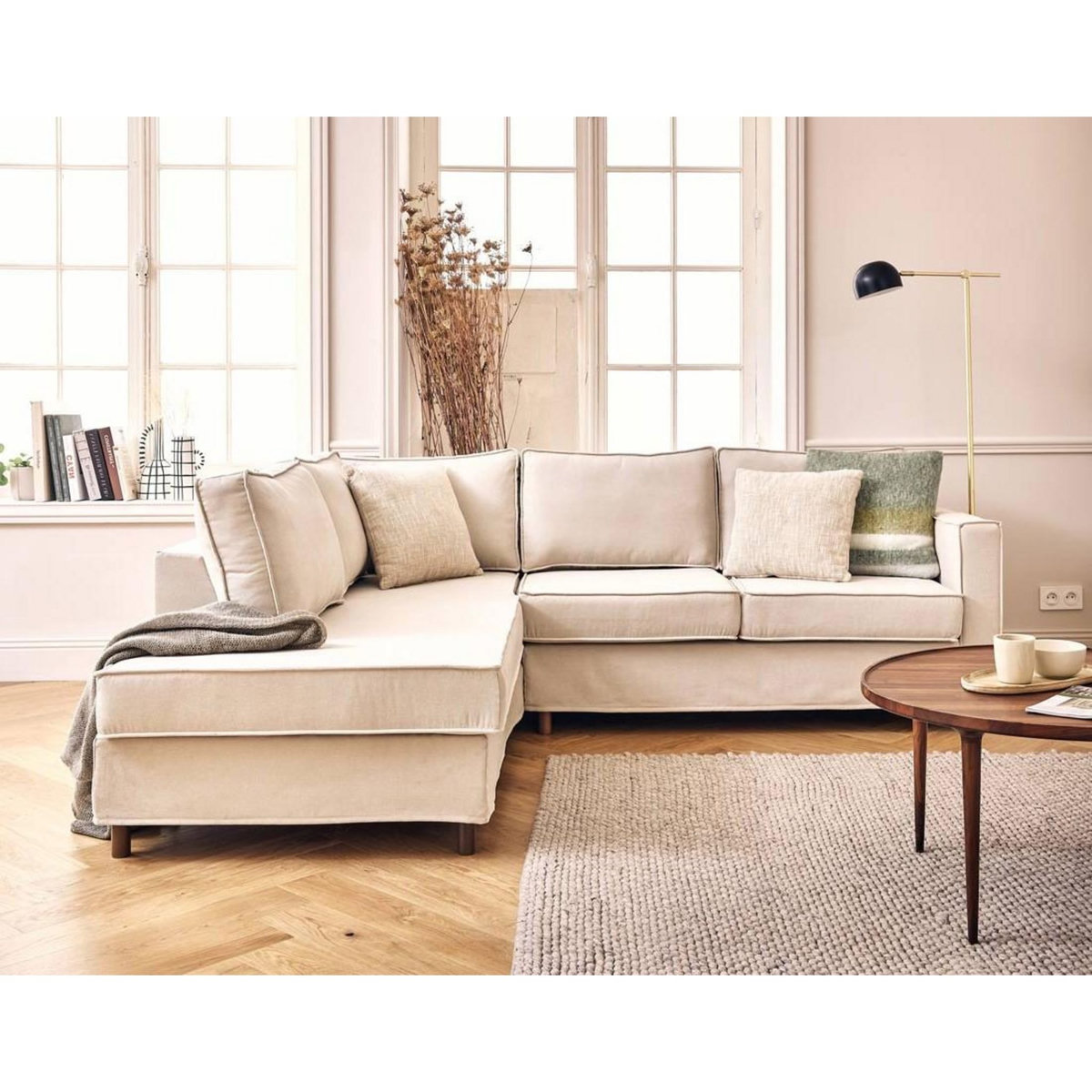 LISA DESIGN Jake - canapé déhoussable d'angle gauche 5 places en tissu