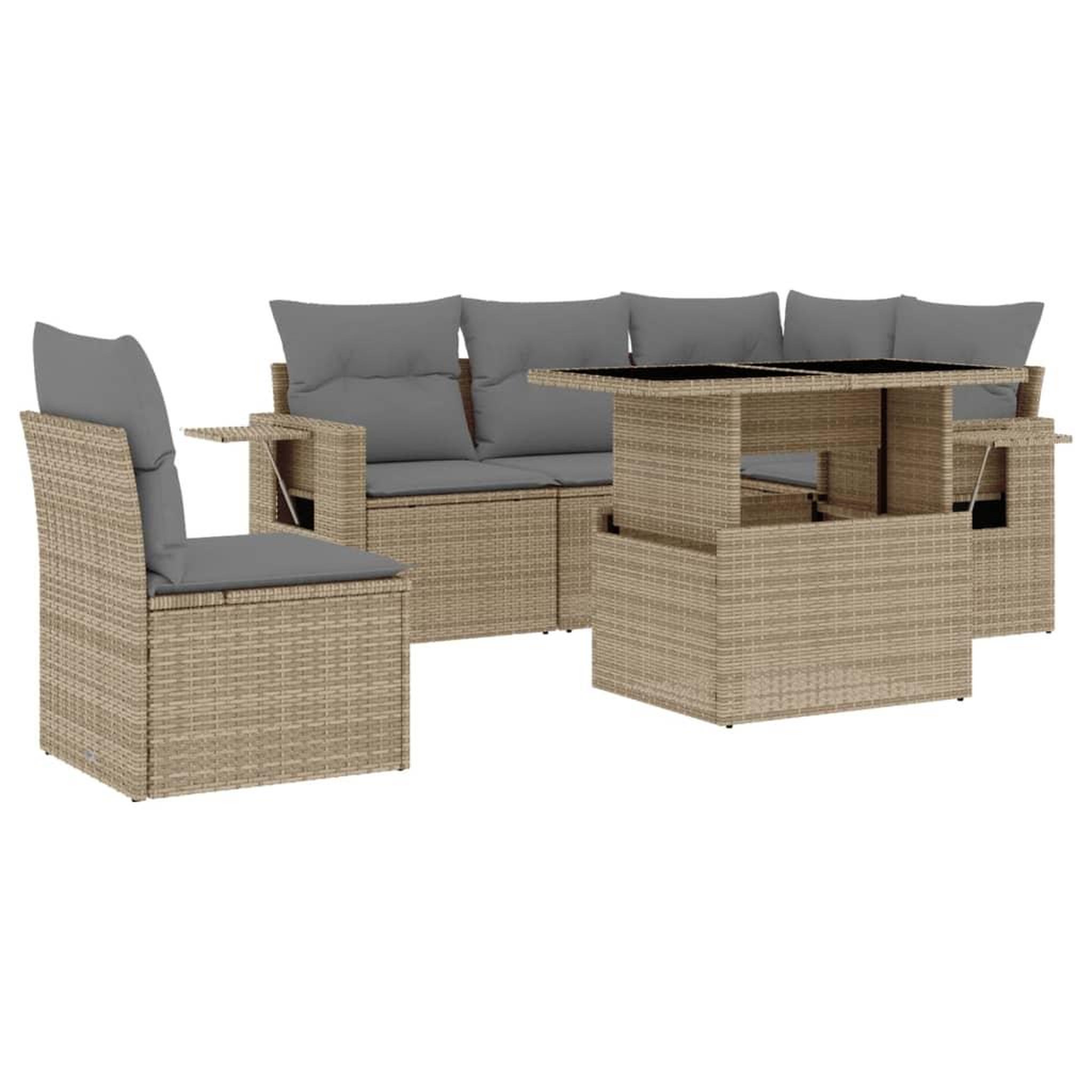 Voir la diapositive 2 : VIDAXL Salon de jardin avec coussins 6 pcs beige resine tressee