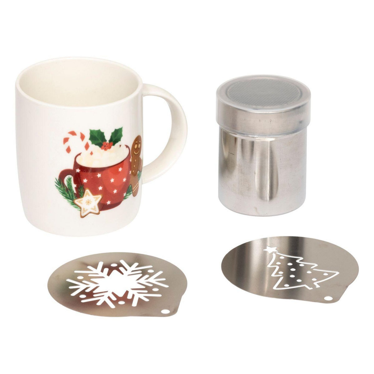 FEERIC LIGHT & CHRISTMAS Coffret Mug de Noël avec pochoirs et saupoudreuse