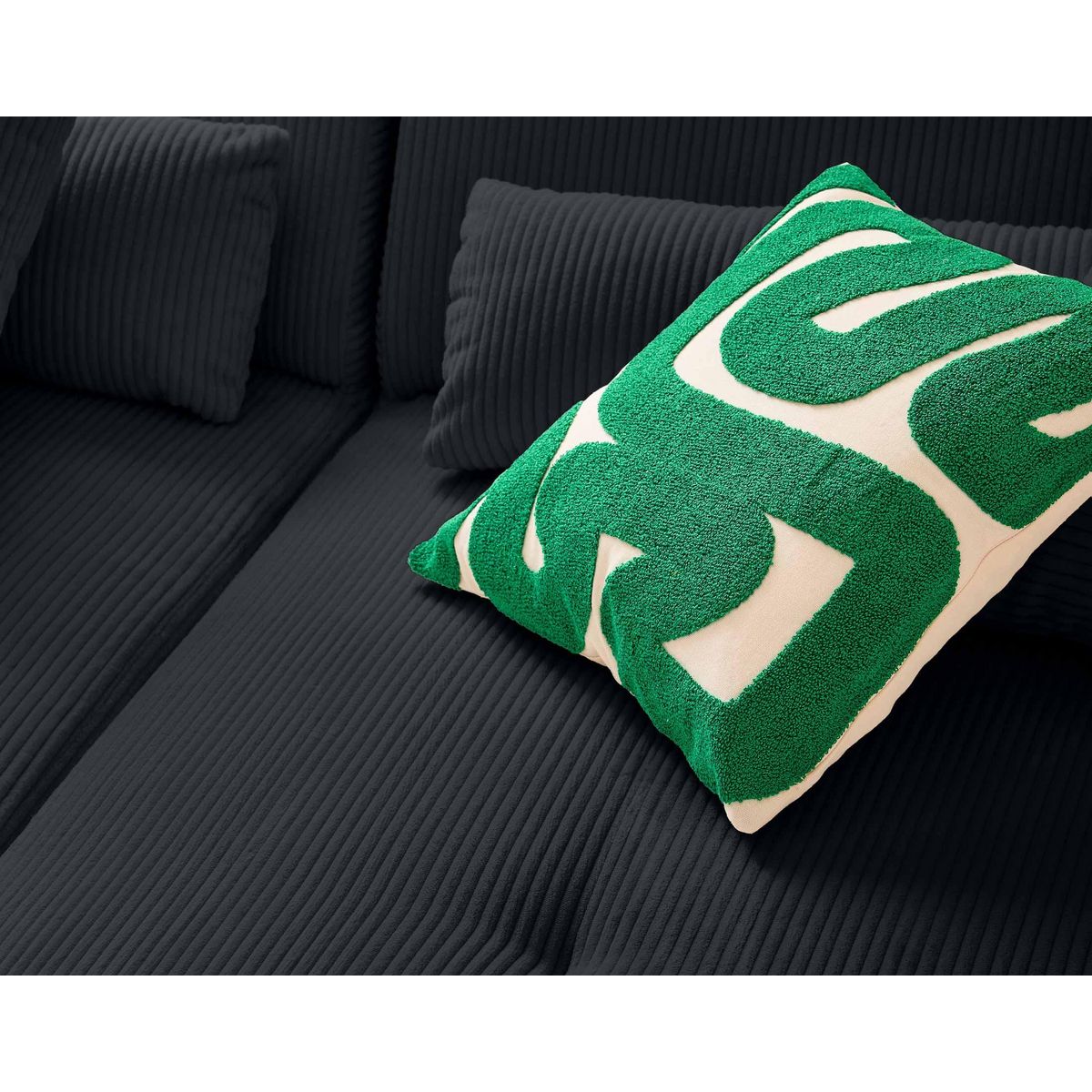 LISA DESIGN Onyx - canapé panoramique d'angle droit 7 places - en velours côtelé