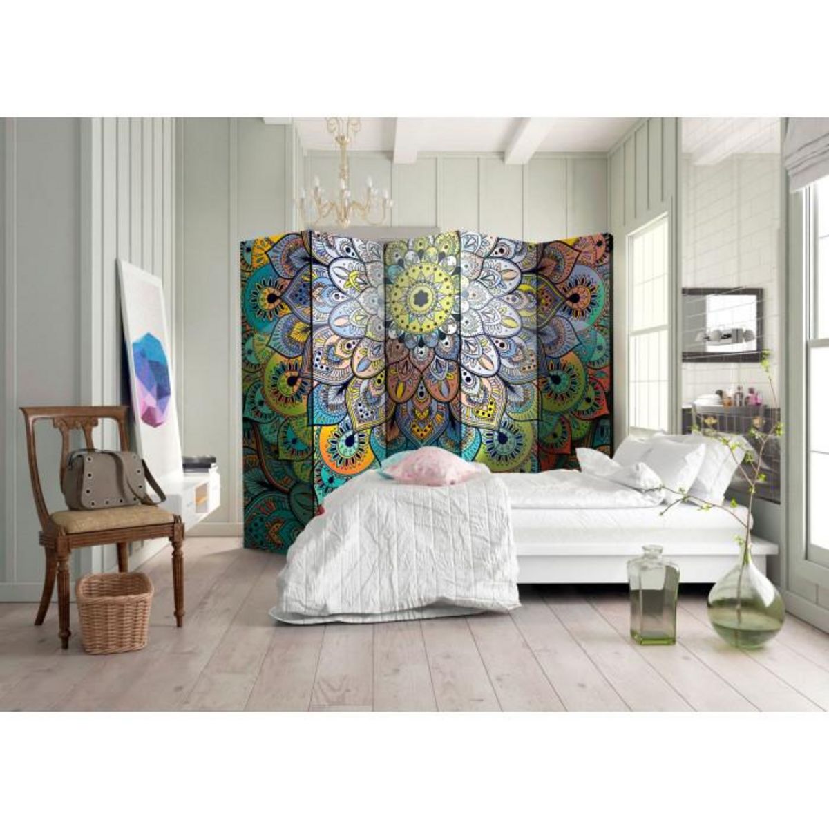 Paris Prix Paravent 5 Volets  Colourful Stained Glass  172x225cm