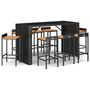 Voir la diapositive 2 : VIDAXL Ensemble de bar jardin 9 pcs noir poly rotin/bois massif acacia