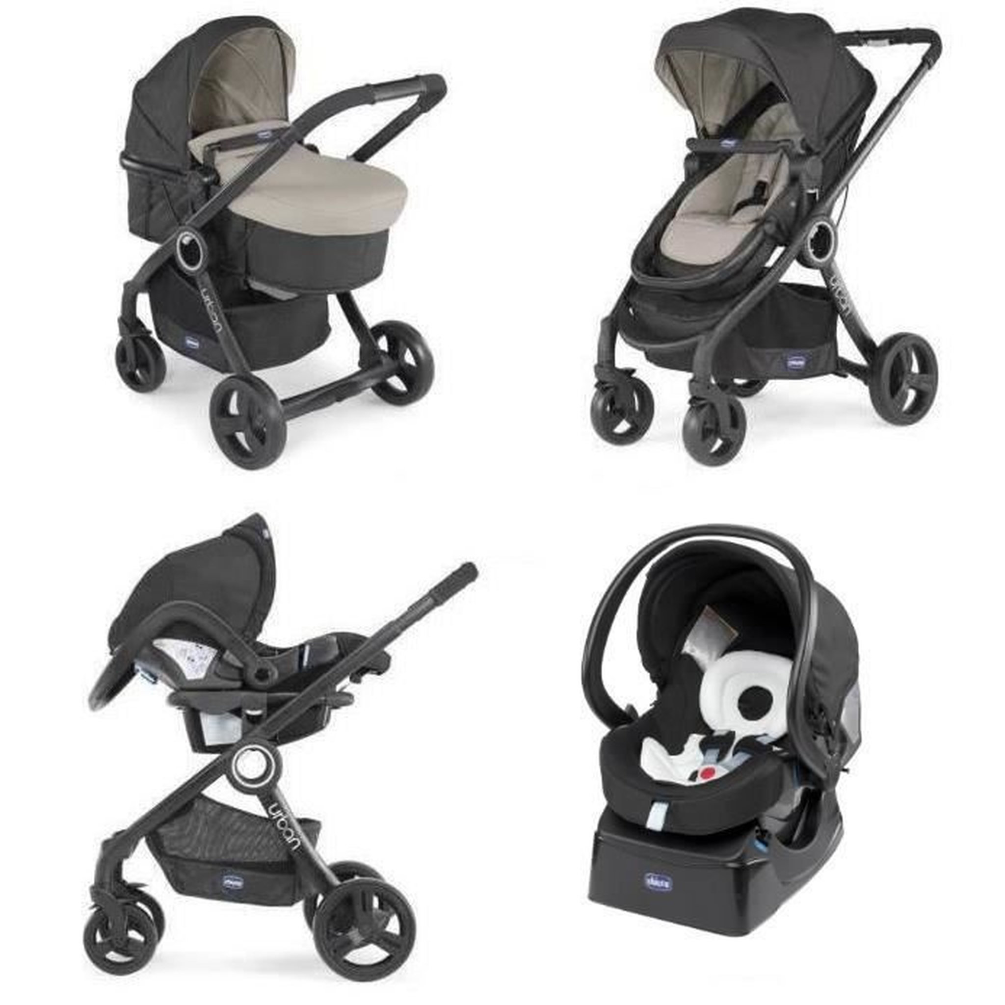 Voir la diapositive 1 : CHICCO Pack urban plus (poussette + nacelle transformable + auto-fix fast) Dune