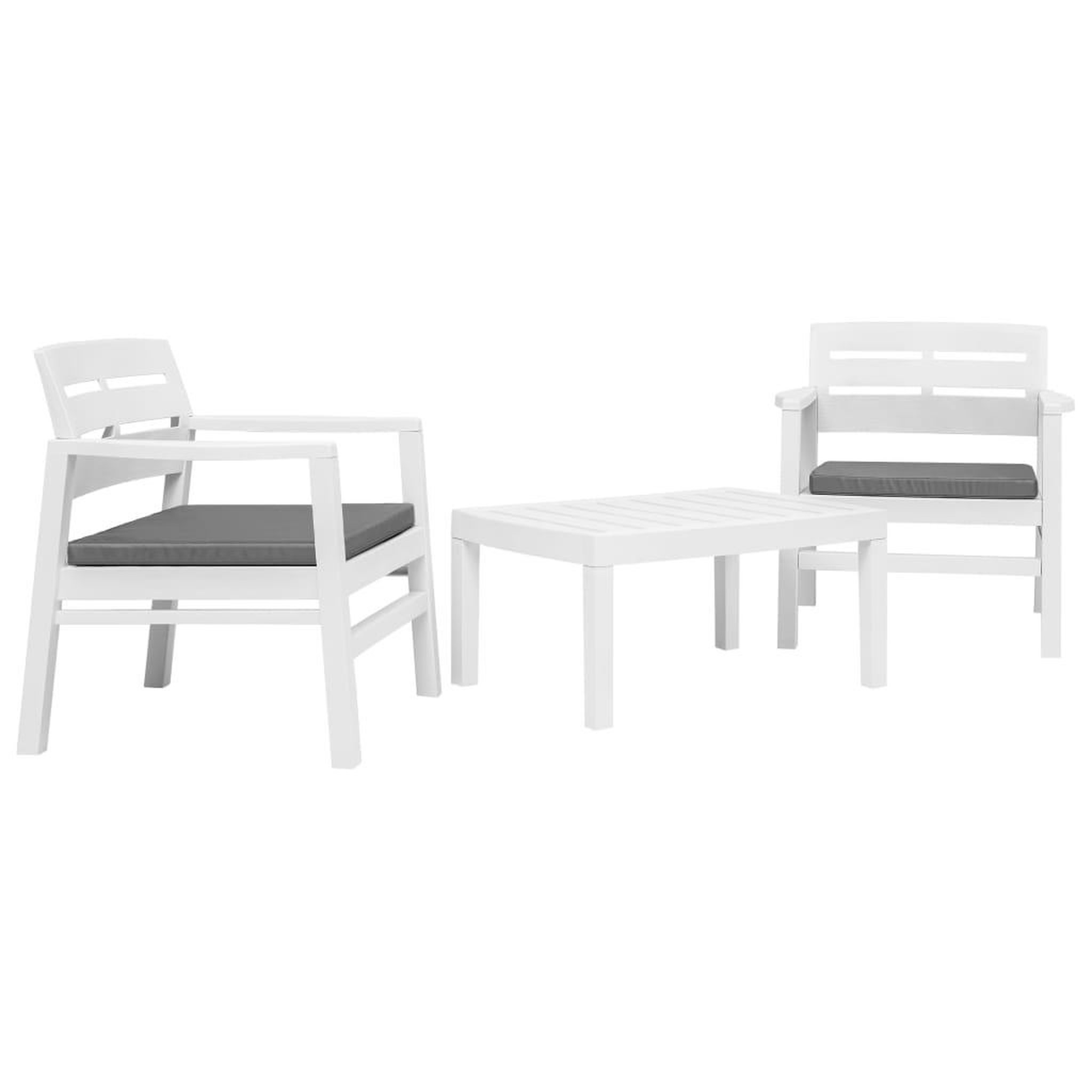 VIDAXL Salon de jardin 3 pcs Plastique Blanc
