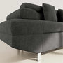 Voir la diapositive 4 : BEST MOBILIER Margaux - canapé d'angle droit 5 places convertible avec coffre et têtières réglables en velours texturé