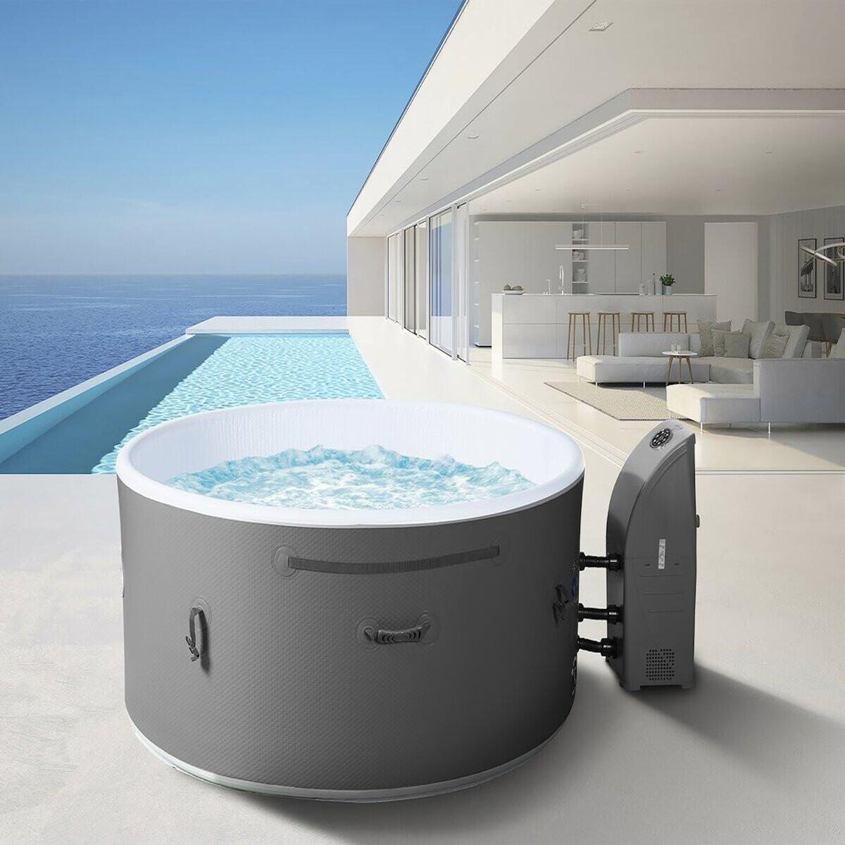 Habitat et Jardin Spa semi rigide   Venise  - 5 places - Blanc/Gris