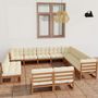Voir la diapositive 1 : VIDAXL Salon de jardin 12 pcs avec coussins marron miel bois de pin