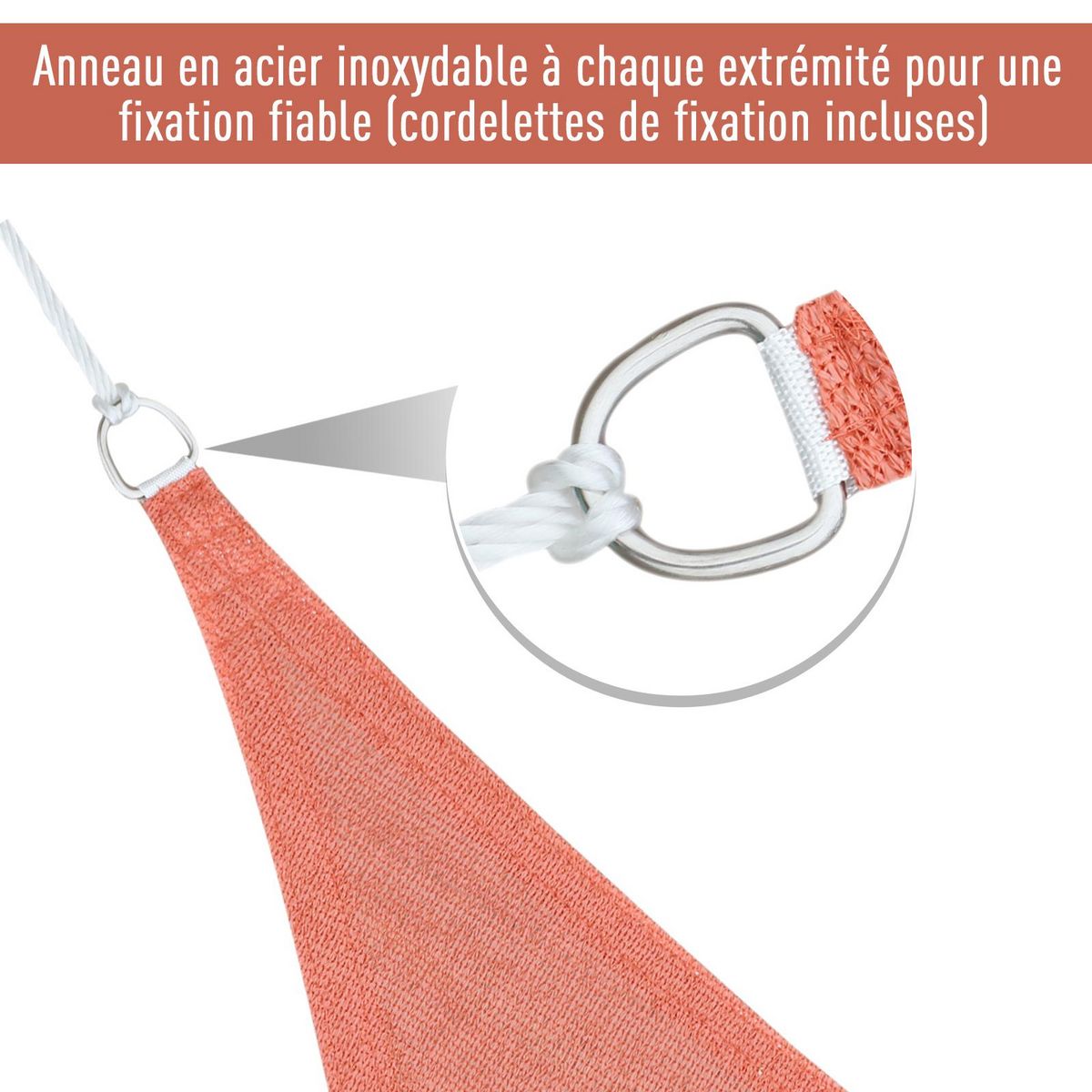 OUTSUNNY Voile d'ombrage triangulaire grande taille 3 x 3 x 3 m polyéthylène haute densité résistant aux UV rouge