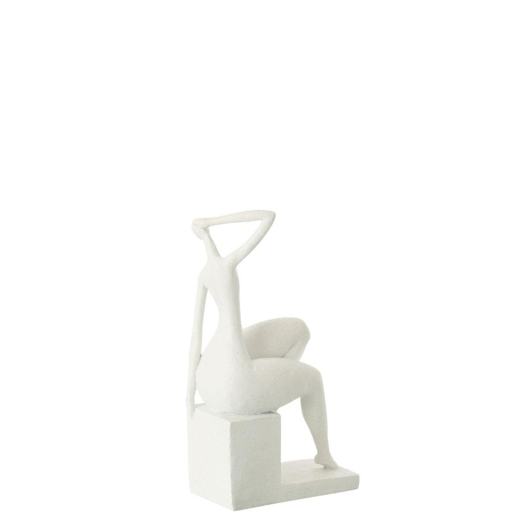 Voir la diapositive 2 : J-LINE Statuette femme assise  moderne  31cm blanc