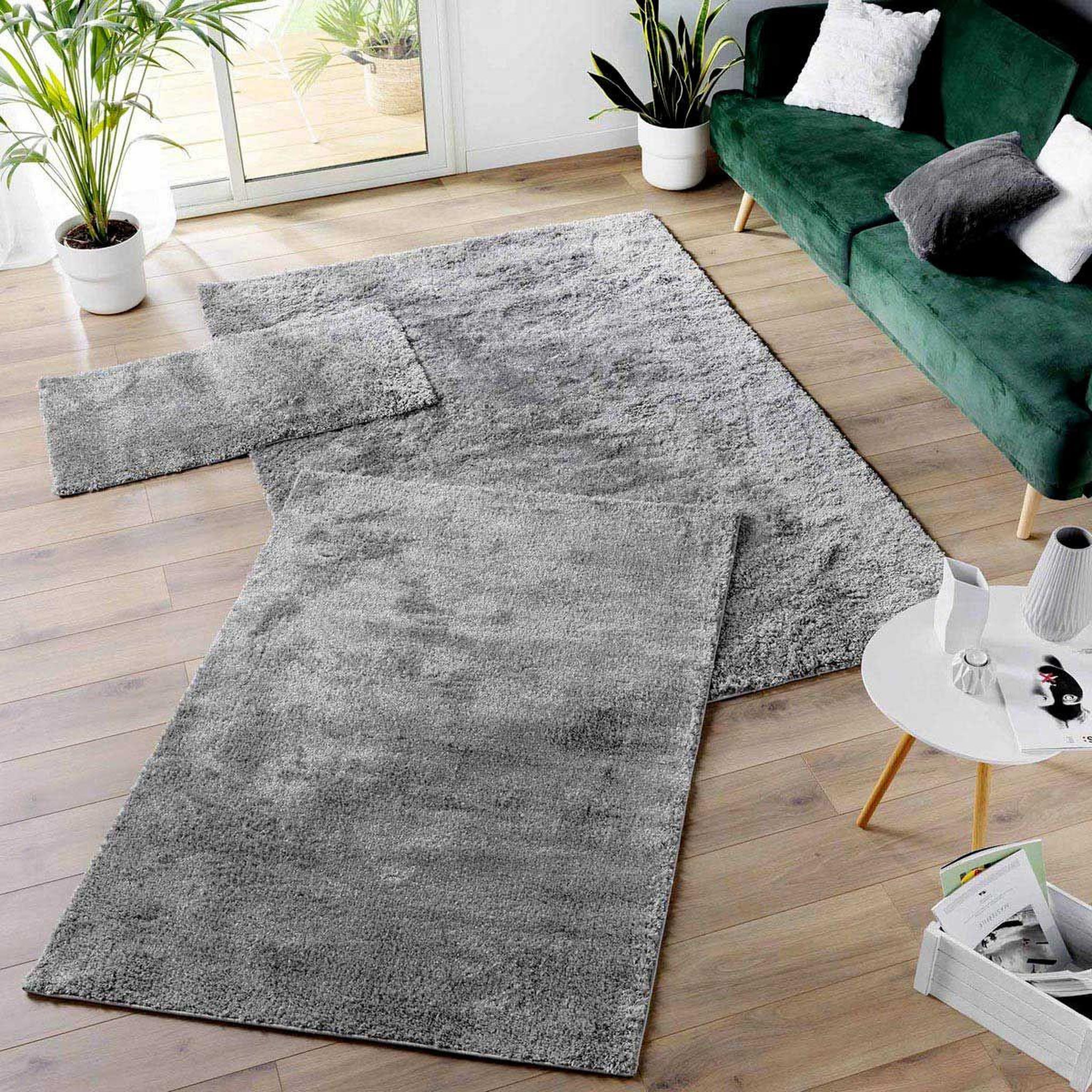 Voir la diapositive 2 : Douceur d'Intérieur Tapis shaggy uni  tango  60x110cm gris