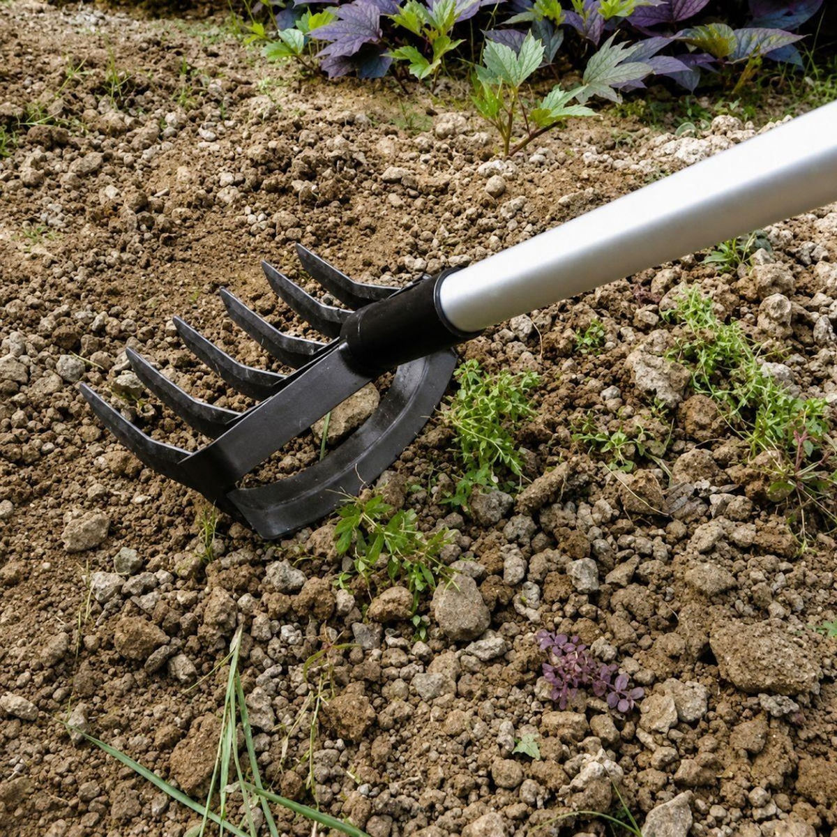KZ GARDEN Desherbeur manuel à Mauvaises Herbes Manche téléscopique 91-146cm - Râteau de Désherbage jardin 6 dents Allées Potager KZ GARDEN